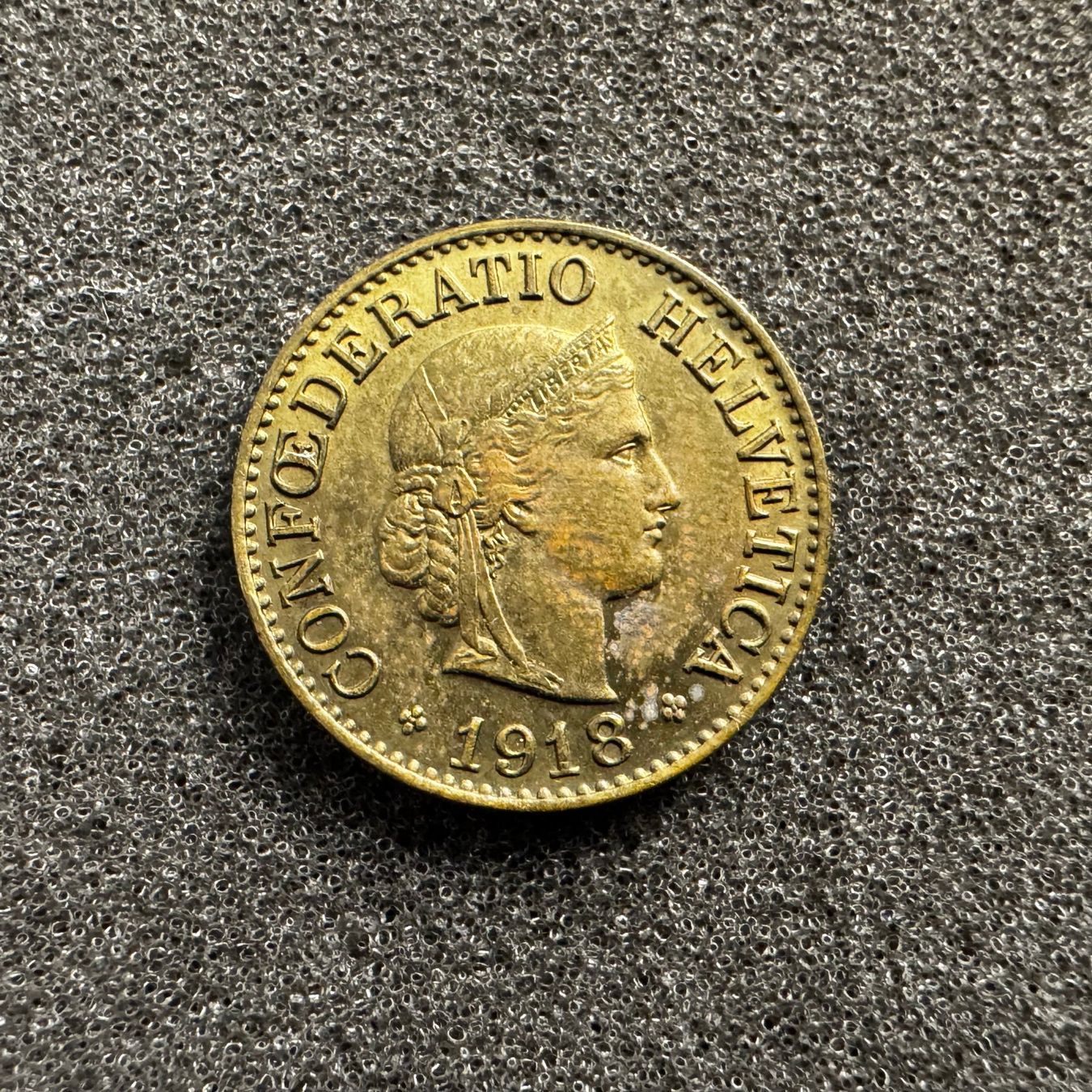 Tutti le monete: 10 Rappen Schweiz Messing 1918 – Usato da Reitnau venduto da tb-muenzen