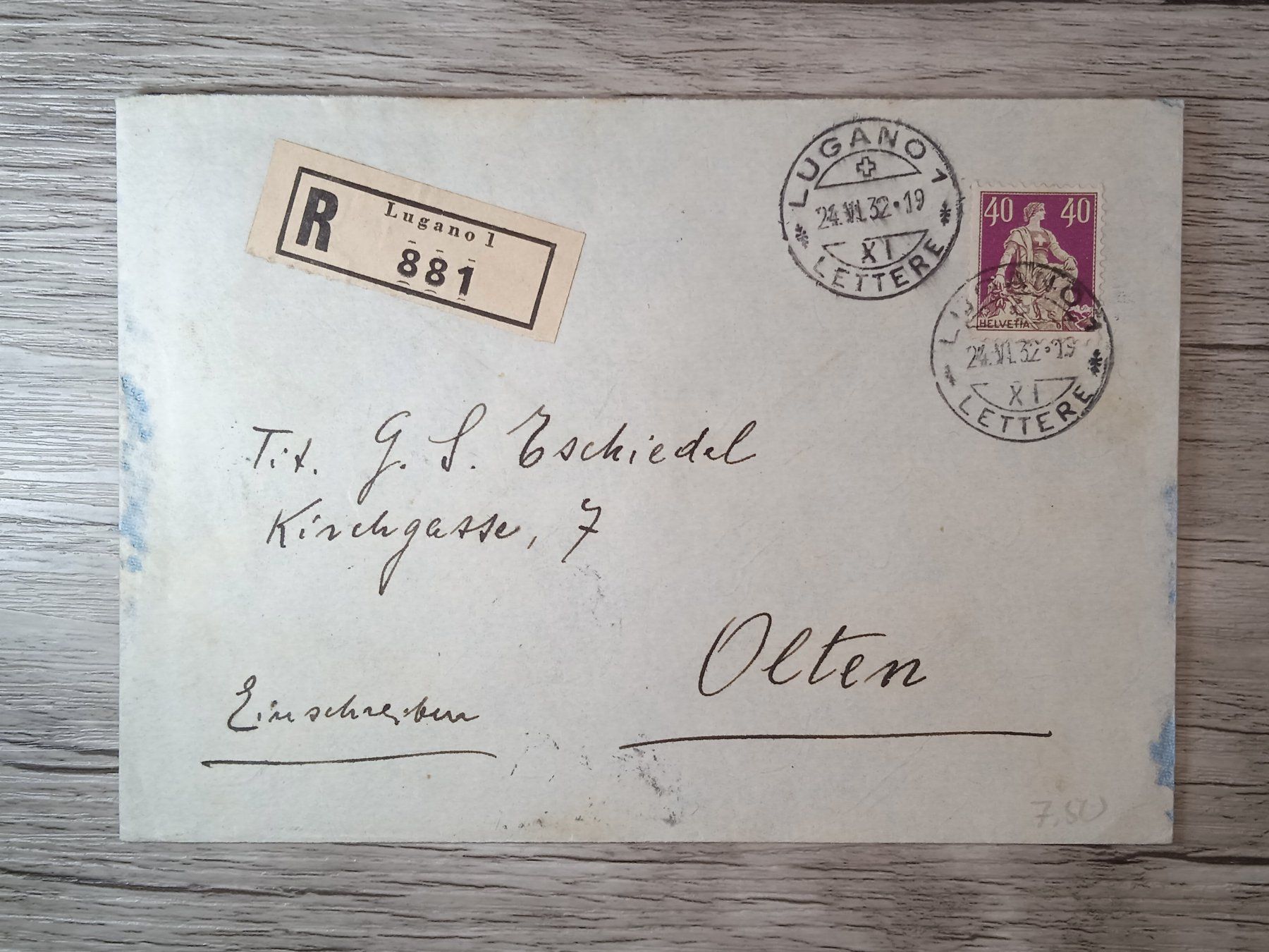 Tutti i francobolli: TR48 Enveloppe + Timbre Suisse 1932 – Usato da Cousset venduto da Patrick_Collections