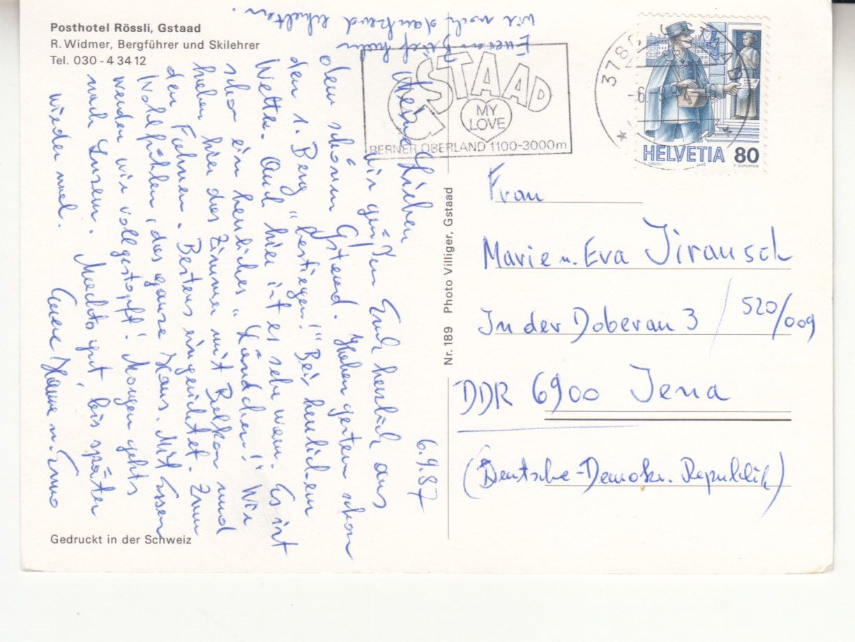 Cartoline postali: Gstaad Rössli 1987 – Usato da Bürglen TG venduto da StampGraf 1