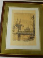 Willi Kaufeisen Litho Rathausbrücke Grossmünster ZH 1959