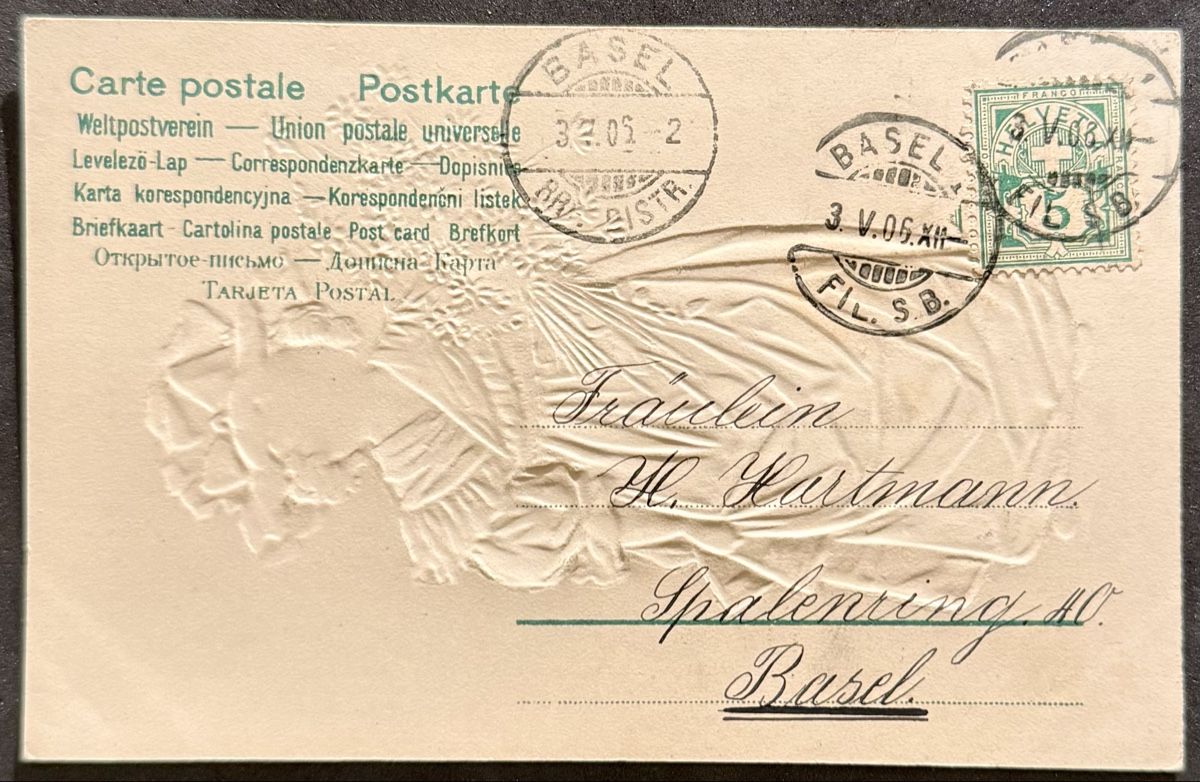 Cartoline postali: Litho-Prägedruck-AK: Blumenmädchen, 1905 – Usato da Bern venduto da felberunderground 1