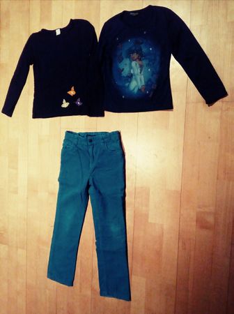 Cord Hose + 2 Langarm Shirts blau_schwarz Gr. 128