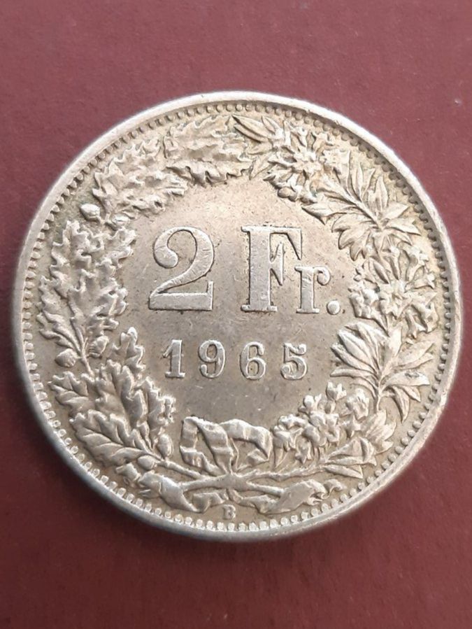 Metalli preziosi: Schweiz, 2 FR. 1965, Silber  Erh. s.scan – Usato da Caslano venduto da Enrico15