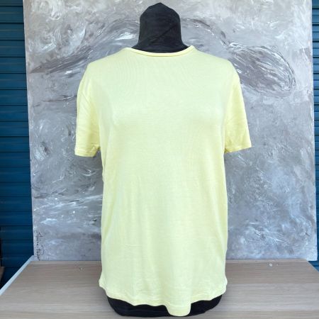 T-Shirt Femme Zara Jaune Pastel Côtelé
