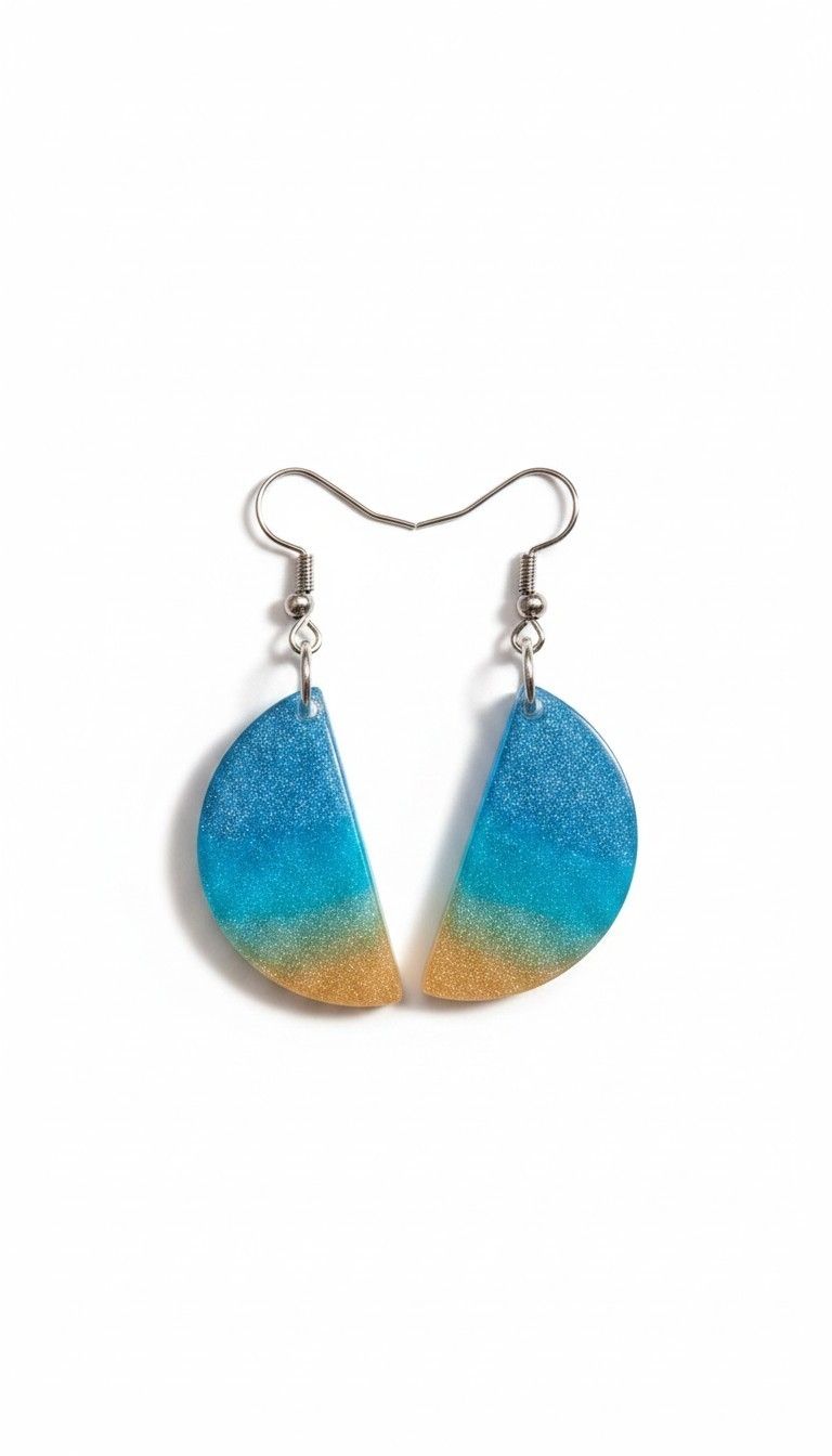 Boucles d'oreille: Moonfire Crescent – Epoxy Resin Ohrringe – Neuf (Voir description) à Luzern par thomasdj 3