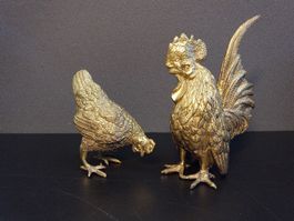 Hahn und Henne aus Messing - Messingfiguren