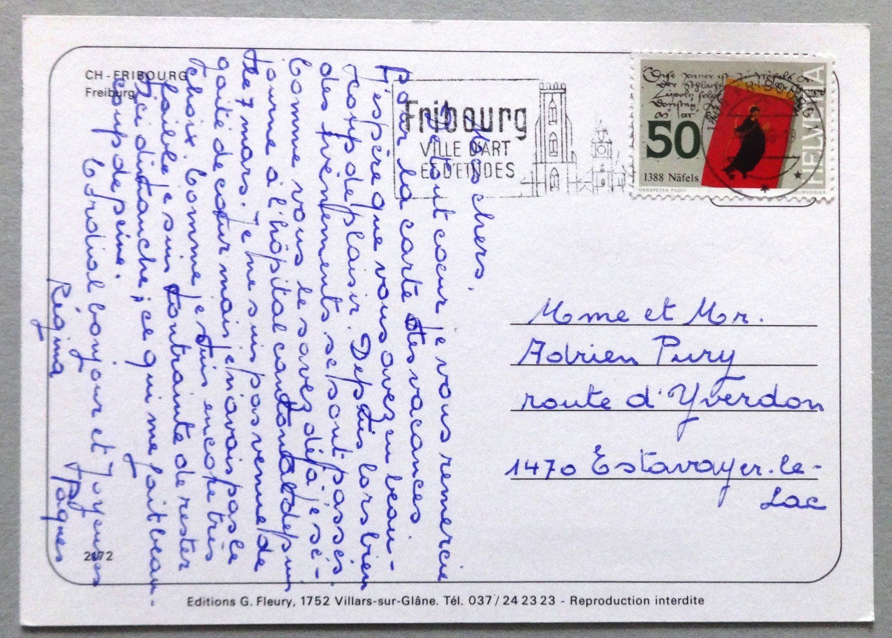 Ansichtskarten: Fribourg - Freiburg – Gebraucht aus Fétigny von Billy2miny 1