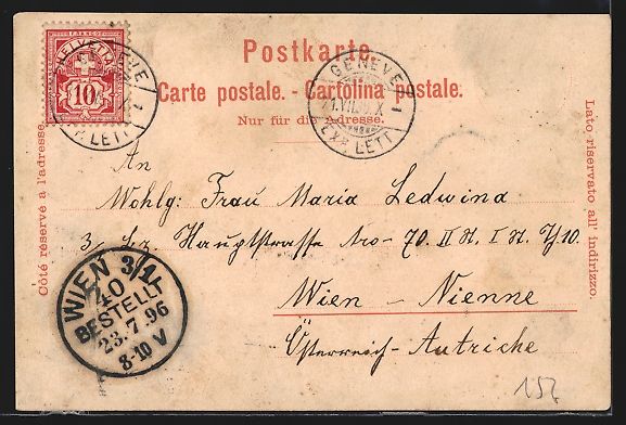 Cartoline postali: Litho Genf, Panorama vom Wasser aus, Str – Usato da Berlin venduto da bartko-reher 1