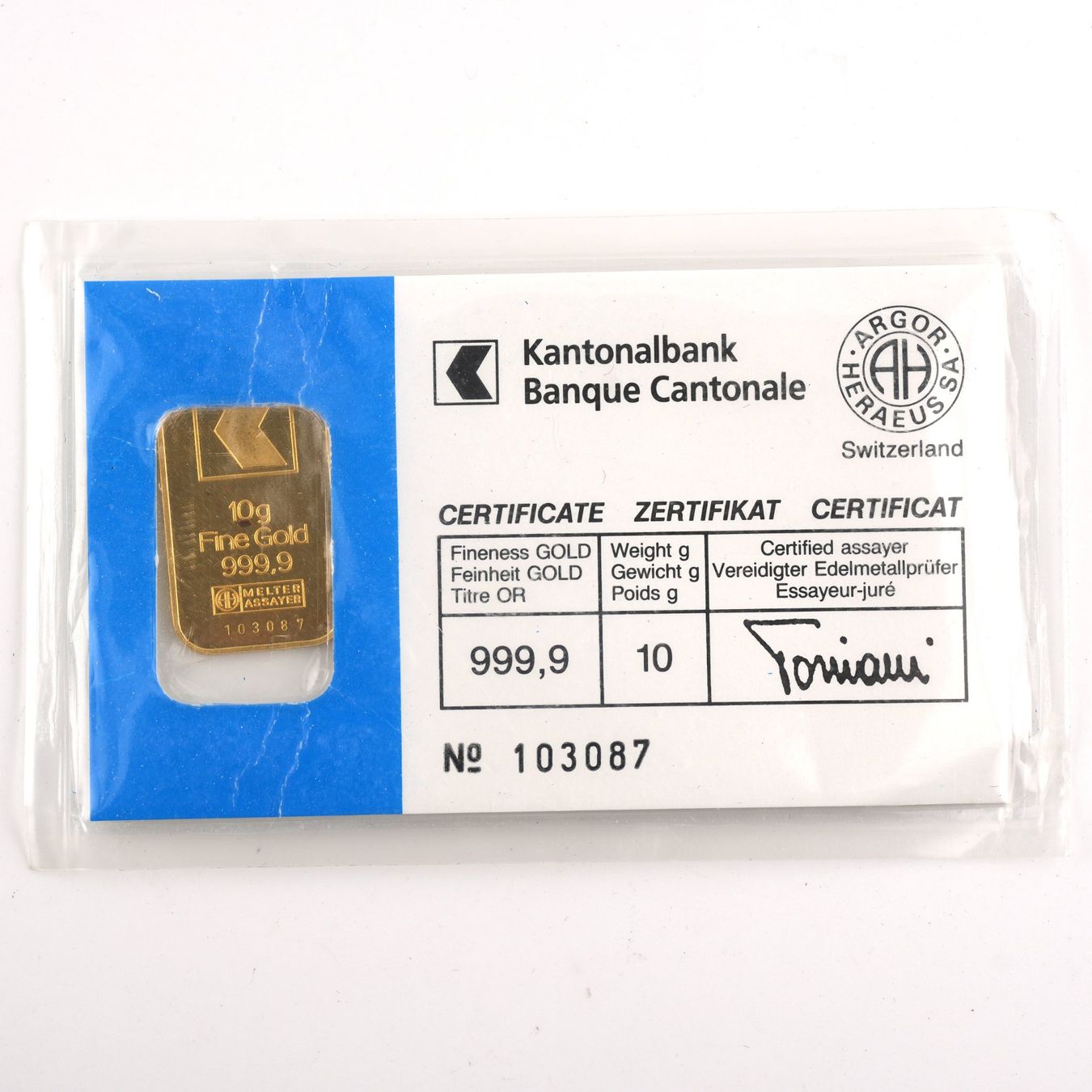 Edelmetalle: 10g Goldbarren Kantonalbank – Gebraucht aus Basel von Vip24