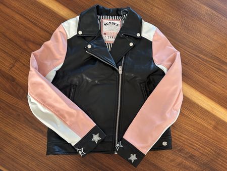 IKKS Kunst-Lederjacke schwarz rosa weiss Gr. 10 neuwertig