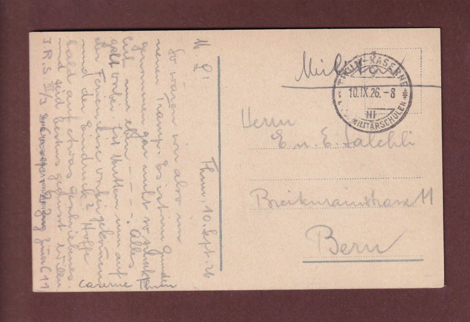 Ansichtskarten: THUN - Ringmauer mit Schloss - 1926 – Gebraucht aus Pully von nicecards-shop 1