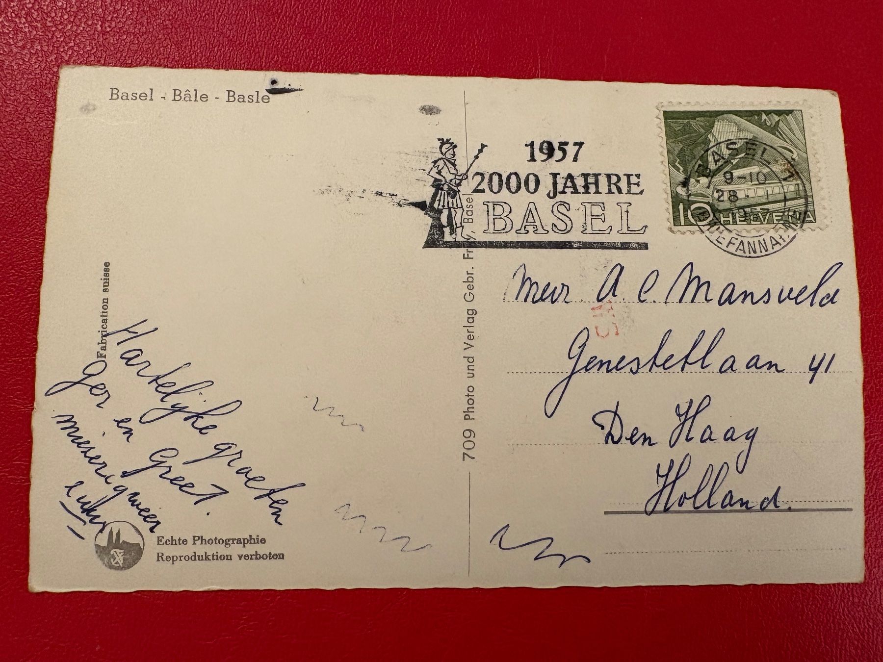 Cartoline postali: 1957 // Bâle - Basel - Basle / Spezialstempel – Usato da St-Légier-Chiésaz venduto da Theo006 1