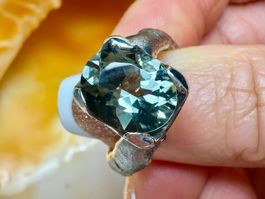 Silberring 925 mit echtem Prasiolith – Unikat aus Handarbeit