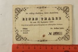 Billet 1 Thaler 1857 Anhalt