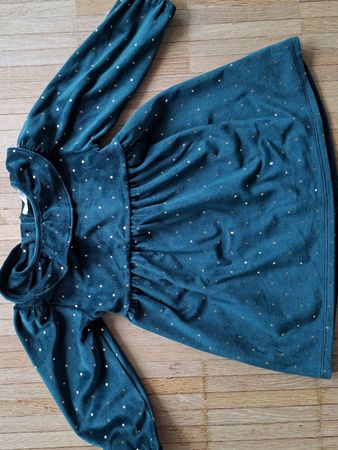 Samtkleid grün/goldig, Gr. 12-18 Mt., Festtage, Top!