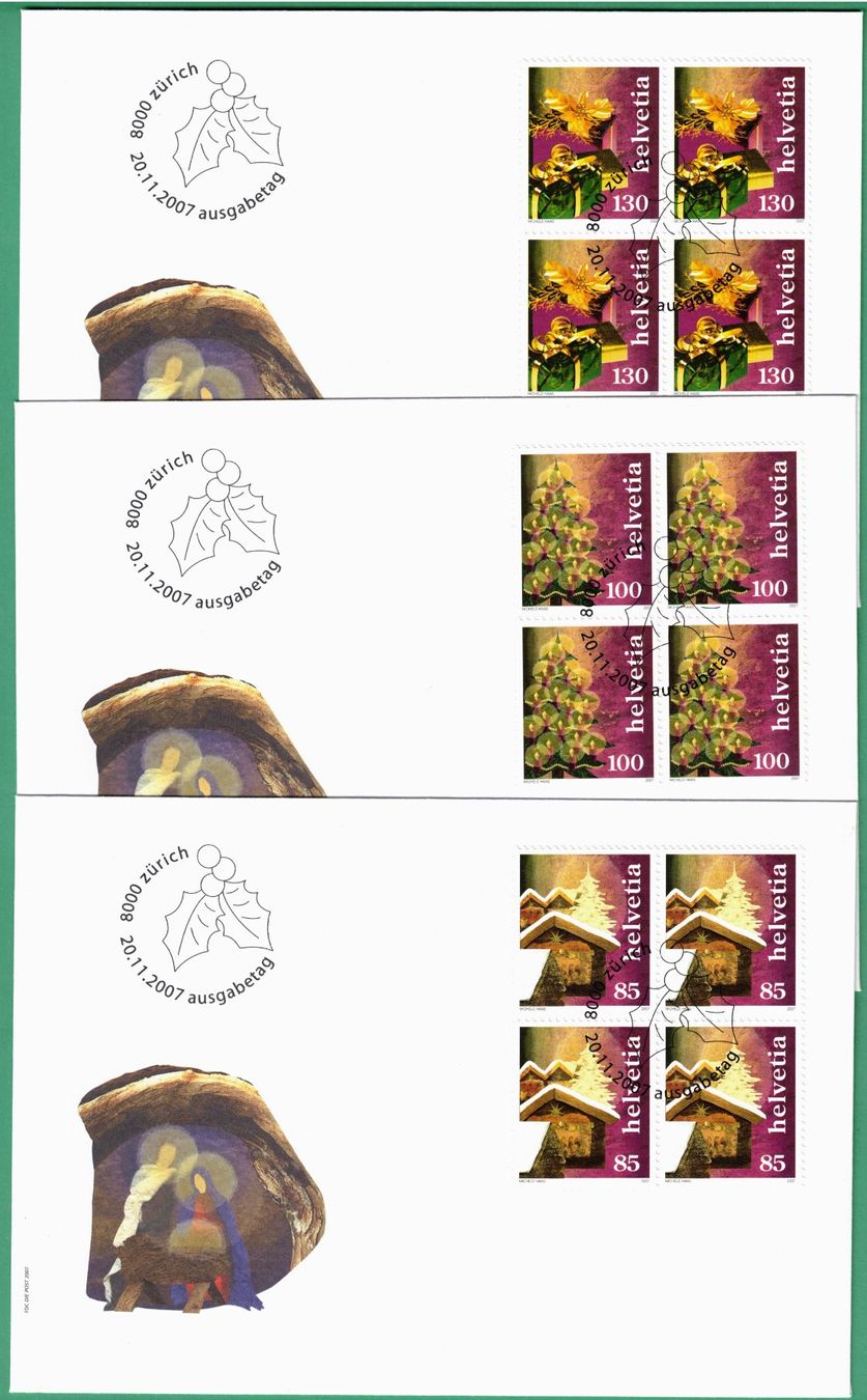 Alle Briefmarken: 2007  4 Block FDC    Weihnachtsbräuche     SBK 37.60 – Gebraucht aus Mellingen von Ginger