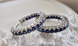 Creolen 925 Silber saphierblaue Zirkonia  ❣️neu ❣️