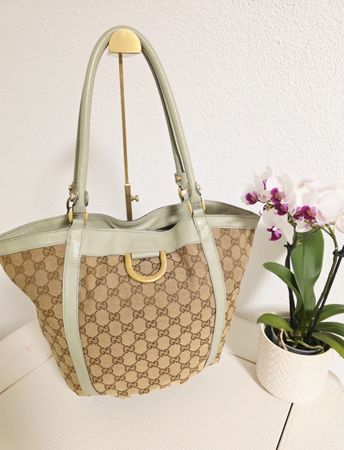 Gucci Handtasche beige hellgrün gebrauchter Zustand