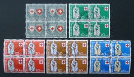 PP 1957 Viererblöcke B81-B85 Ersttag, Kat: 100.-