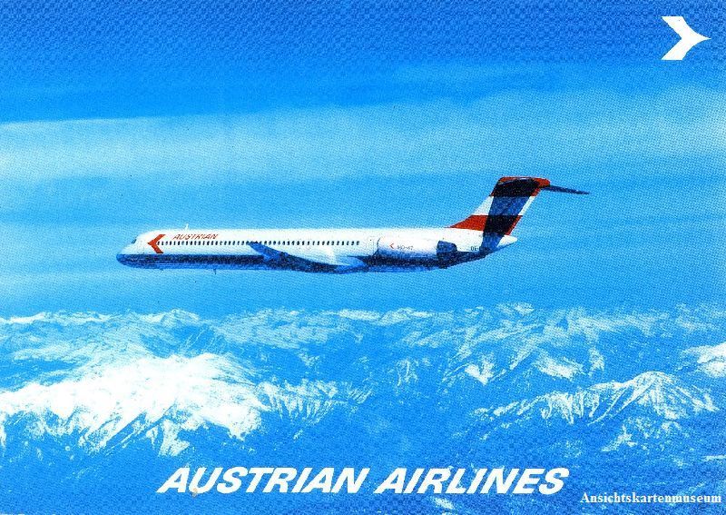 Cartoline postali: AUA - Austrian Airlines MD-81 + c1985 – Usato da Emmenbrücke venduto da teestube