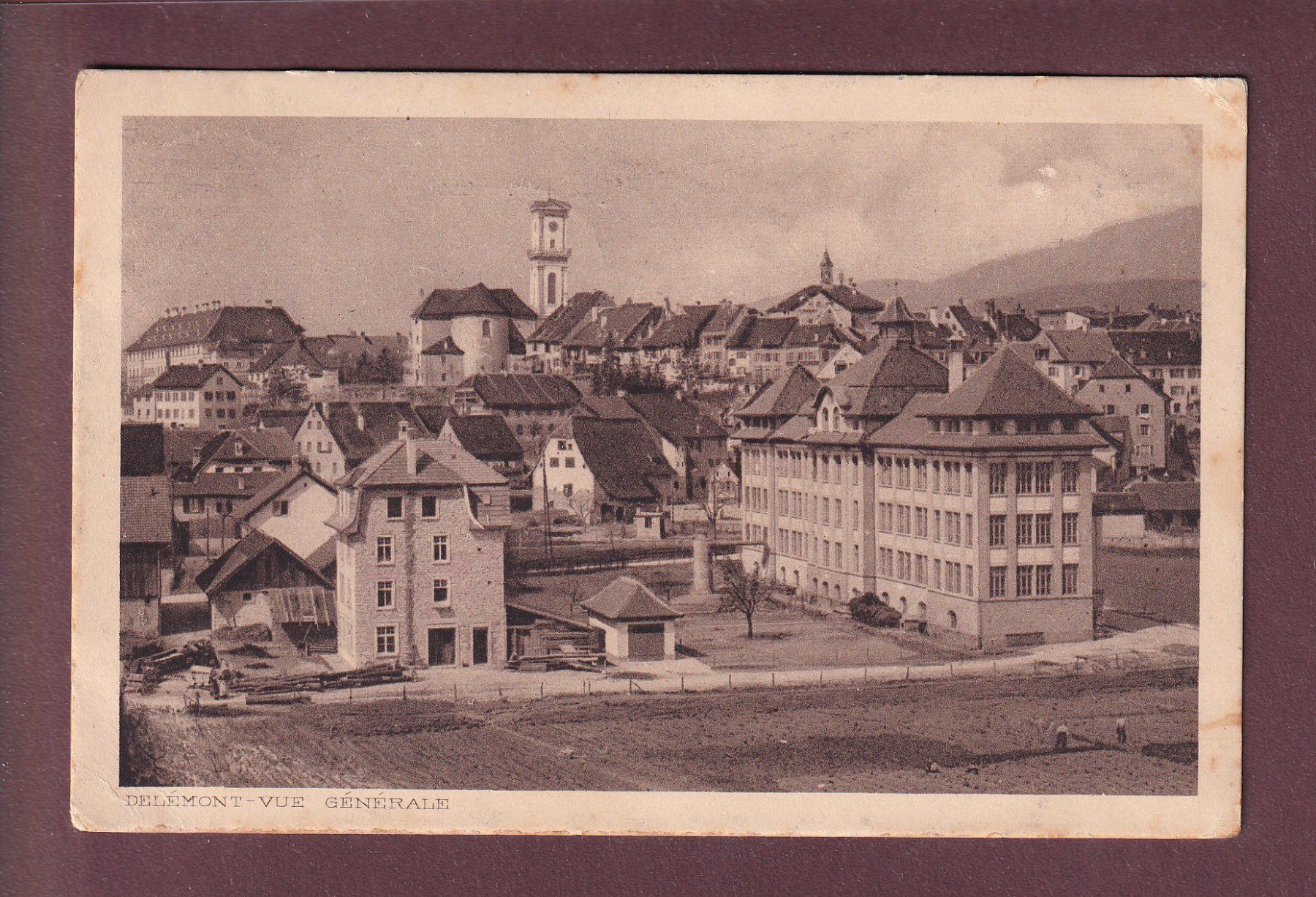 Ansichtskarten: DELEMONT - Vue générale - 1919 Feldpost – Gebraucht aus Pully von nicecards