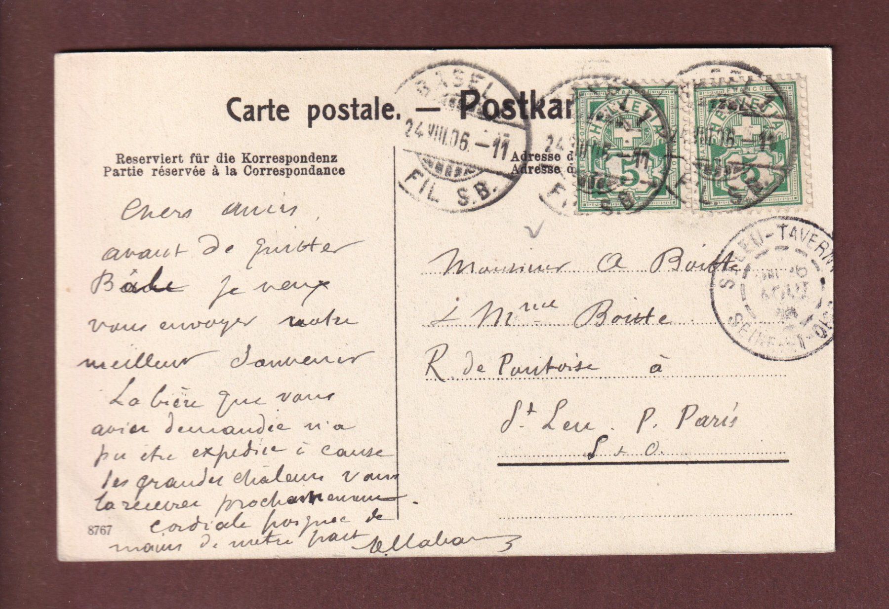 Cartoline postali: BASEL - Marktplatz - Rathaus - 1906 – Usato da Pully venduto da nicecards-shop 1