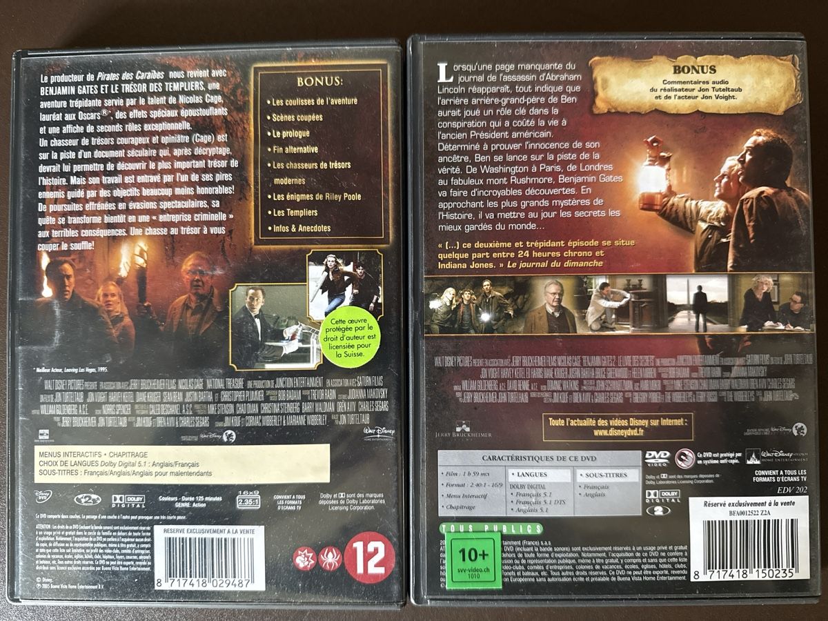 Tutti i DVDs: Lot de 2 DVD Benjamin Gates avec Nicolas Cage ! – Usato da Aigle venduto da pat_z2c2 1