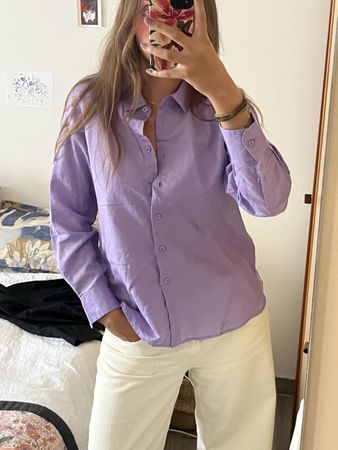 Purple pastel cotton and linen shirt (manor)