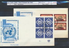 1970 UNO - Genf, "Emblem der UNO", FDC - Viererblock
