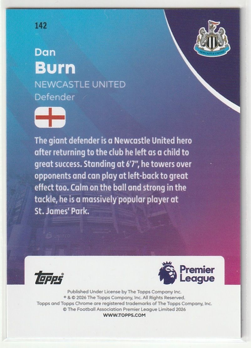 Topps Sammelbilder & Trading cards: DAN BURN Topps Chrome Premier League 2026 Pineapple Parallel – Neu (gemäss Beschreibung) aus Biel/Bienne von historian-198 1