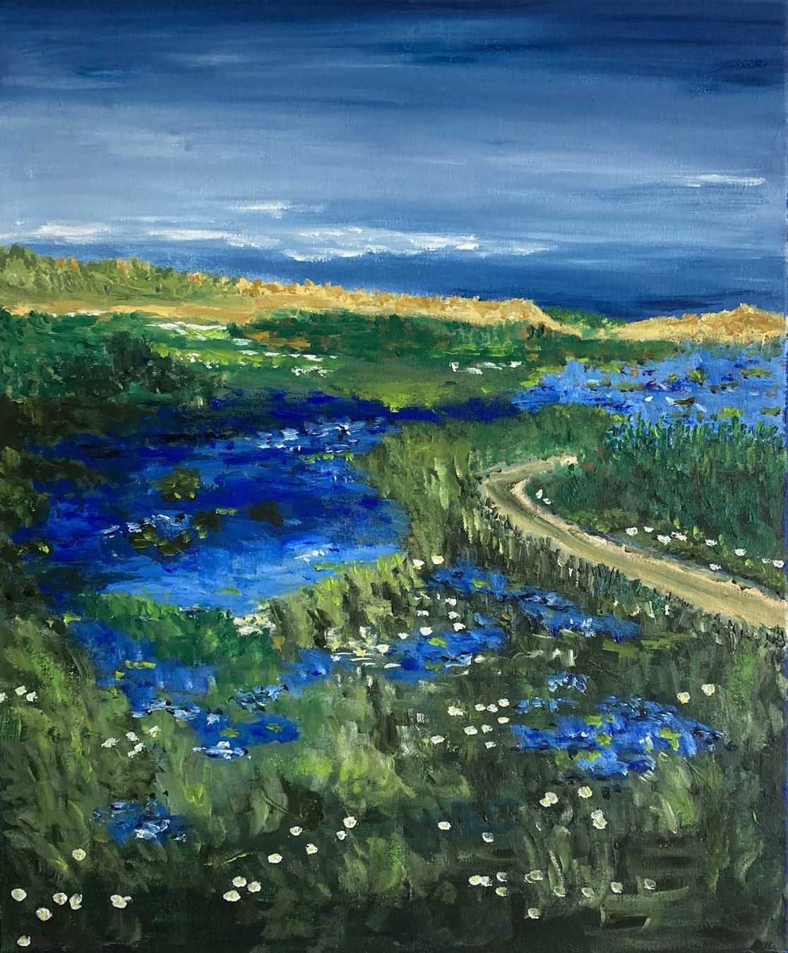 Dipinti: Blumenwiese Gemälde, Landschaftsbild – Nuovo (secondo la descrizione) da Cham venduto da Felha 1