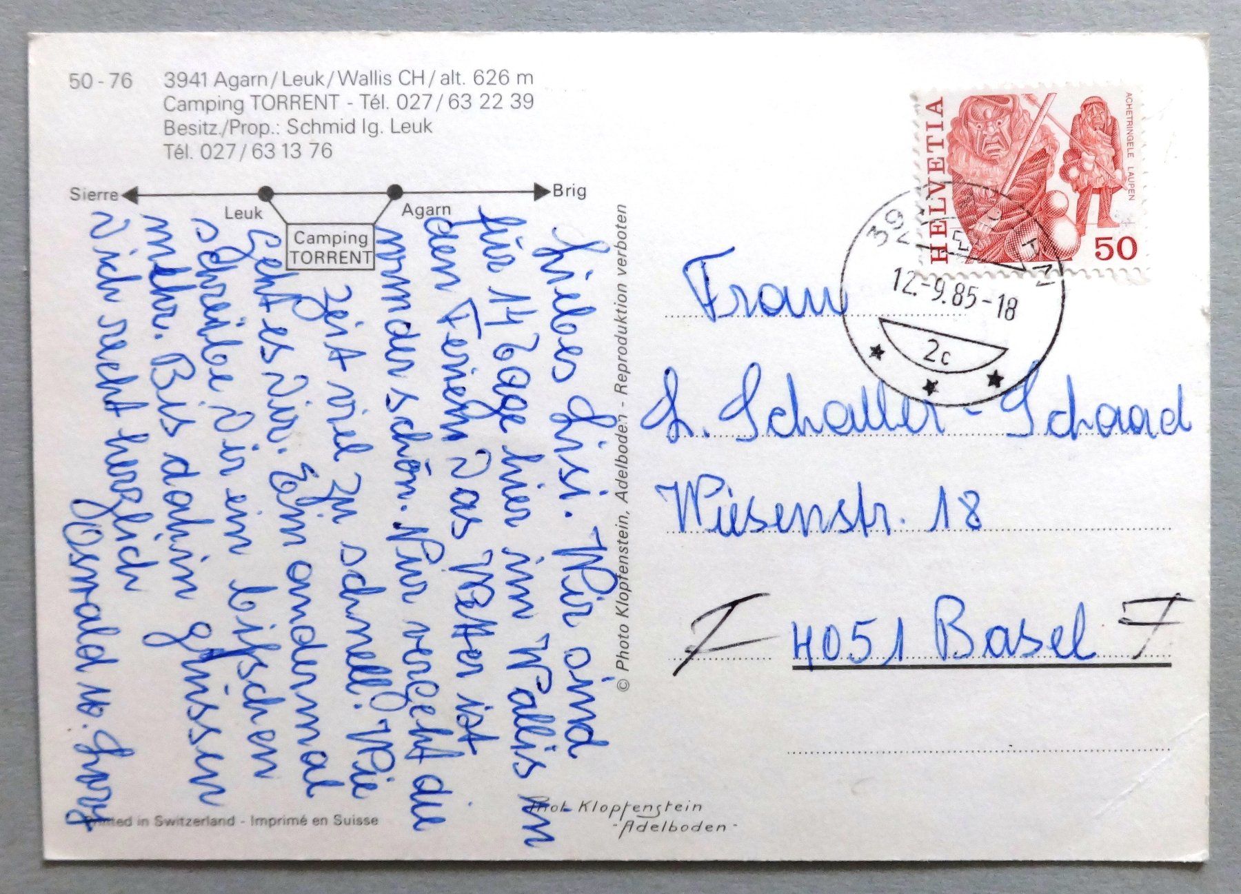 Cartoline postali: Agarn / Leuk, Wallis, Camping Torrent – Difettoso da Fétigny venduto da Billy2miny 1