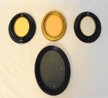 4 ovale Bilderrahmen Set schwarz gold evtl. Bakelit 70er