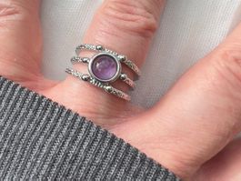 Bague en acier inox avec améthyste - Edelstahlring Amethyst
