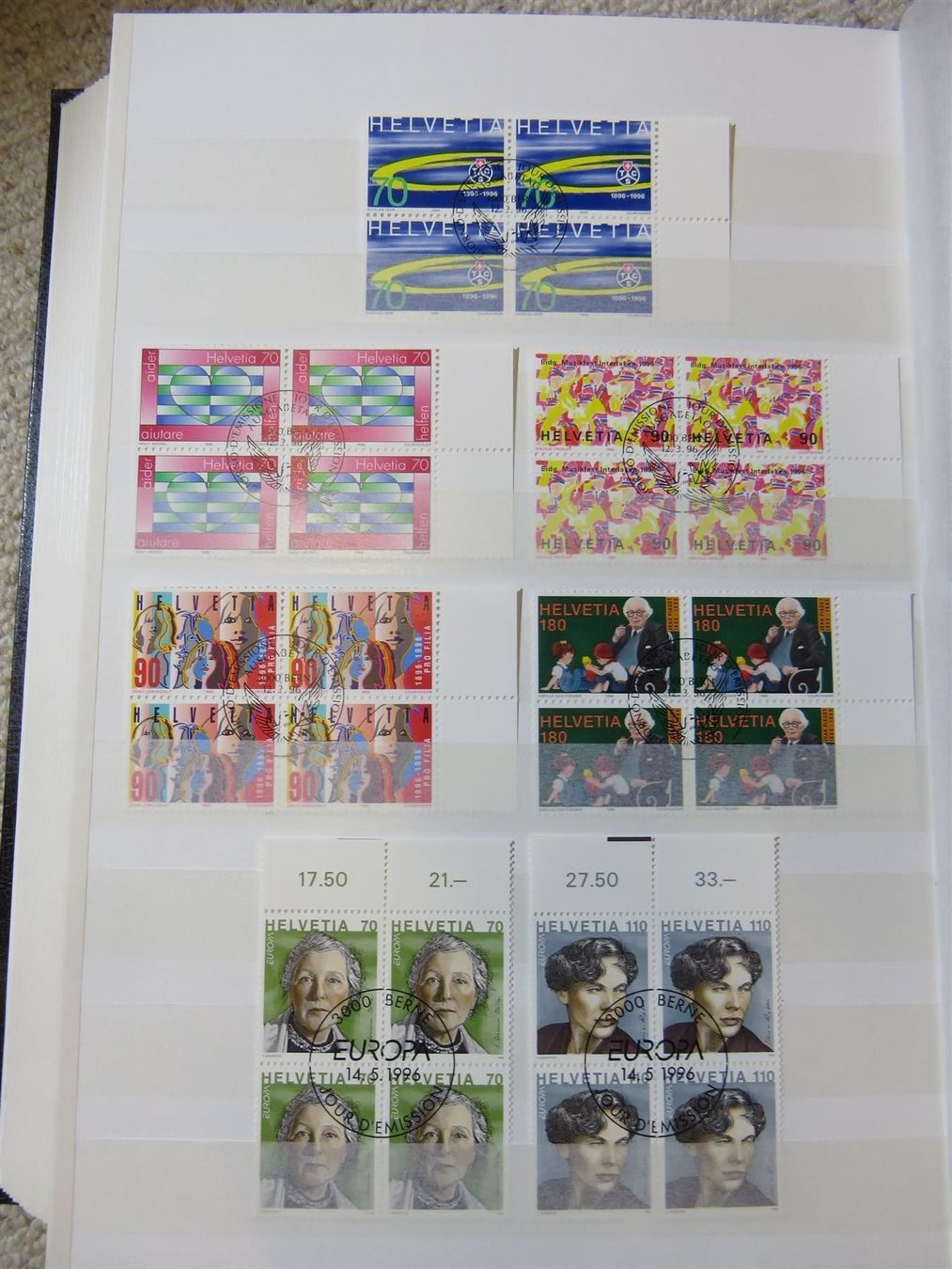 Alle Briefmarken: 1996 4er-Blocks ET inkl. PJ + PP – Gebraucht aus Spiez von Crazyduck