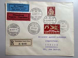Flugpostbrief Comptair Lausanne 1927 CS8