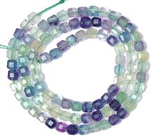 1 Strang echte top multicolor Fluorit Würfel 4x4 mm fac