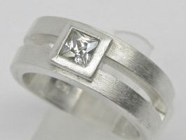 Ring Silber 925 + MP 2 reihig Zirkonia quadratisch Gr. 56