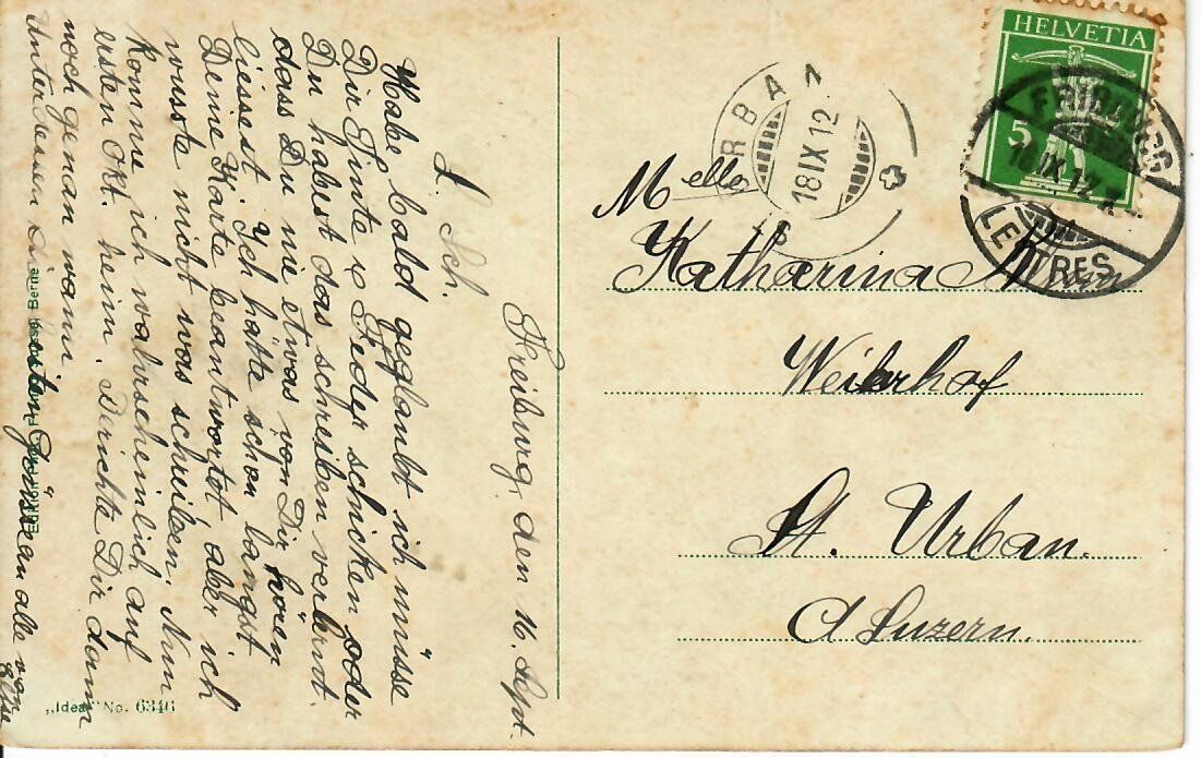Ansichtskarten: Fribourg – Gebraucht aus Hochdorf von Ziegel-16 1