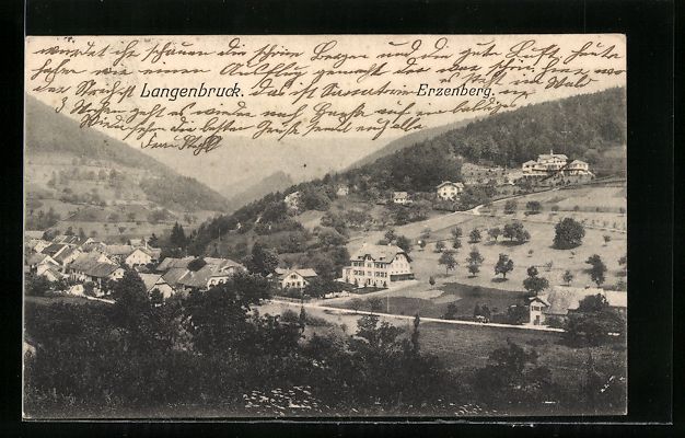 Cartoline postali: Langenbruck, Teilansicht mit Erzenberg – Usato da Berlin venduto da bartko-reher