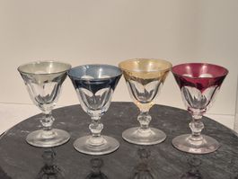 4 farbige Vintage Likörgläser mit Farbverlauf
