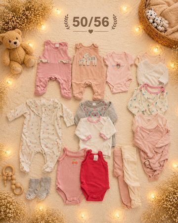 Süsses Babykleider-Set in Rosa- und Weisstönen, Grösse 50-56