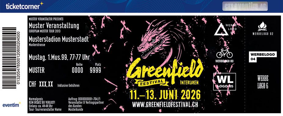 Biglietti: Greenfield 3-Tagespass – Nuovo e nell'imballaggio originale da Zürich venduto da luwa99