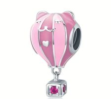Katze Ballon Heissluftballon Pink / Rosa Charm Anhänger neuw