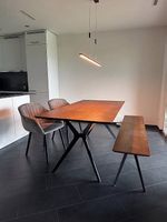Esstisch-Set: Tisch (180 cm), 2 Samtstühle & Bank