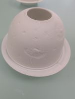 bougeoir en porcelaine blanche motif pissenlit