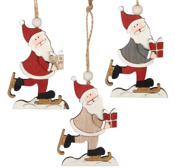 Tutte le decorazioni: Baumschmuck Weihnachtsmänner 9cm Holz – Nuovo e nell'imballaggio originale da Basel venduto da Seifehuesli 1
