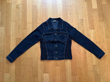 Jeansjacke blau mit schwarzen Einsätzen, von Yessica, Gr. M