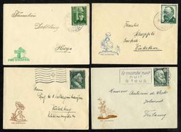 1938-42, Lot 4 Pro Juventute-Briefli gest. ohne Inh. (15735)