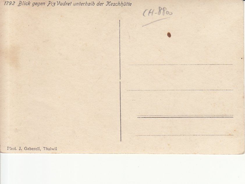 Cartoline postali: Piz Vadret ca. 1930 – Usato da Bürglen TG venduto da StampGraf 1